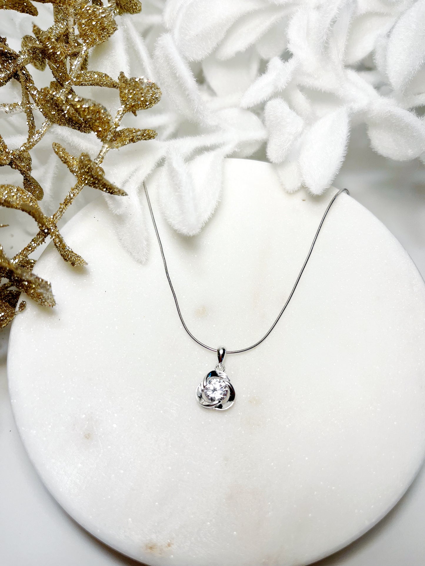 Heaven Rose Sterling Silver Pendant Necklace