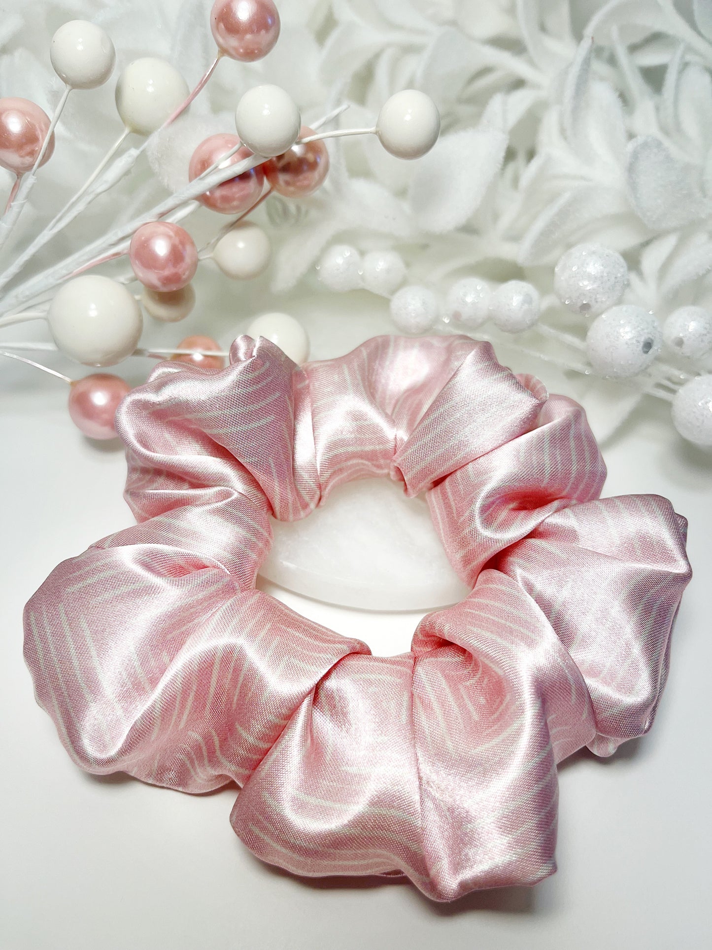 Lily Pink Satin Classic Scrunchie